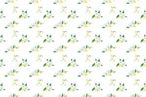 white flower with leaf as seamless pattern background vector