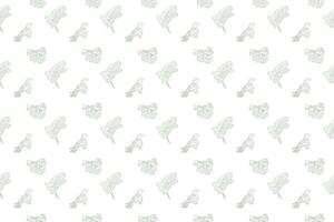 Couple bird with monstera leaf outline as seamless pattern background vector