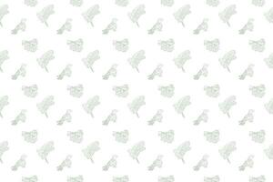 Couple bird with monstera leaf outline as seamless pattern background vector