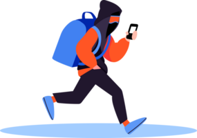 Hand Drawn Thief or hacker in concept Cyber Security in flat style png
