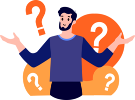 Hand Drawn Businessman with question mark in flat style png