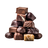 AI generated set of chocolates. photorealistic image of various chocolates, confectionery png