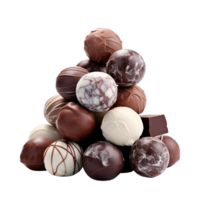 AI generated set of chocolates. photorealistic image of various chocolates, confectionery png