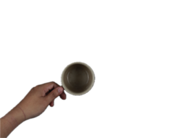 hand holding ceramic mug png