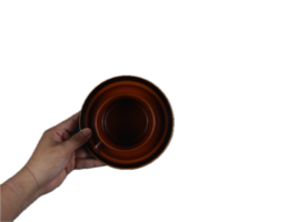 hand holding ceramic mug png