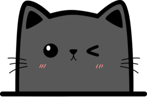 black cat face cartoon character png