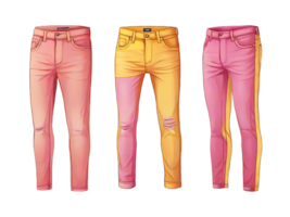 ai generato impostato di colorato jeans ansimare png