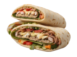 ai généré pita Rouleaux avec Viande et des légumes png