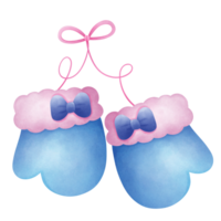 Blue mittens decorated with cute little bows png