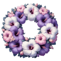 AI generated Shrub Althaea flower ring , blooming flower png