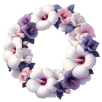 AI generated Shrub Althaea flower ring , blooming flower png