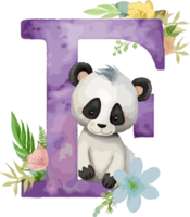 ai gerado floral alfabeto, carta f com aguarela flores e fofa animal. monograma iniciais perfeitamente para Casamento convites, cumprimento cartão, logotipo, poster e de outros Projeto png