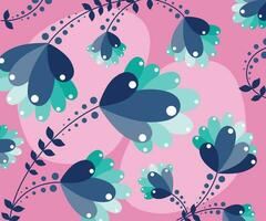 flowers pink green blue vector