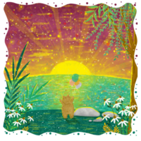 Whimsical Sunrise with Teddy Bear png