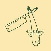 Vintage character design of razor shaving vector