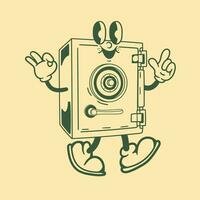 Vintage character design of safety lock box vector