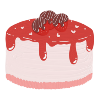 Oil painting dessert strawberry cream cake cartoon with strawberry chocolate PNG