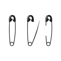 Black safety pin. Open and closed safety pin icon on white background. vector