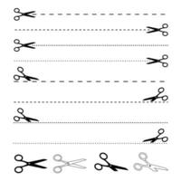 Silhouette Scissors cutting dotted lines icon on white background. vector