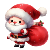 AI generated watercolor cute santa claus in Christmas png