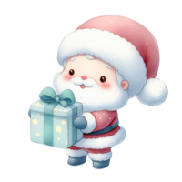 AI generated watercolor cute santa claus in Christmas png