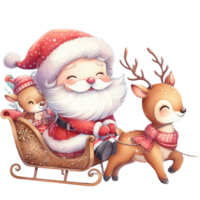AI generated watercolor cute santa claus in Christmas png