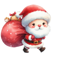 AI generated watercolor cute santa claus in Christmas png