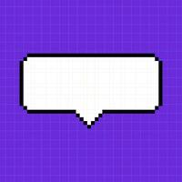 Cute rectangular frame in the shape of a pixel dialog box on a purple background. Vector element in 8-bit retro game style, controller.