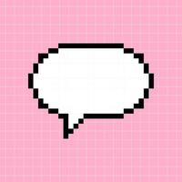 Pixel round dialog box on a pink checkered background. Illustration in the style of an 8-bit retro game, controller, cute frame for inscriptions. vector