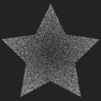 Clásico degradado estrella forma. vector elemento hecho de blanco puntos en un oscuro fondo, trama de semitonos estilo.