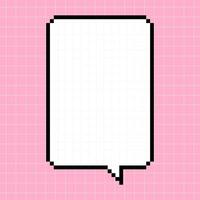 Pixel tall vertical dialog box on pink checkered background. Illustration in the style of an 8-bit retro game, controller, cute frame for inscriptions. vector