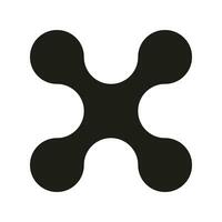 Metaball design template. Connected  blobs. Web design simple element. Abstract X logo. Connected dots icon. Integration sign. Point movement. Vector flat illustration.