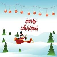 Christmas Greeting card with Santa Claus and reindeer vector