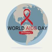 World aids day December 1st with red ribbon vector