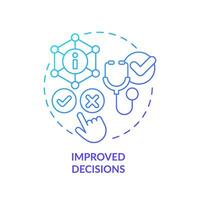 2D gradient blue icon improved decisions concept, isolated vector, health interoperability resources thin line illustration. vector