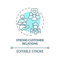 2D editable blue icon strong customer relations concept, isolated vector, mindful entrepreneurship thin line illustration. vector