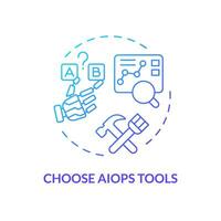 2D choose AI ops tools gradient icon representing AI ops, isolated vector, blue thin line illustration. vector