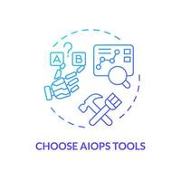 2D choose AI ops tools gradient icon representing AI ops, isolated vector, blue thin line illustration. vector