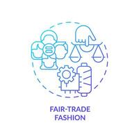 2D gradient icon fair trade fashion concept, simple isolated vector, sustainable fashion thin line blue illustration. vector