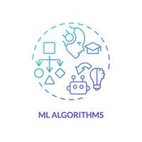 2D gradient ML algorithms icon, isolated vector, AI engineer creative thin line illustration vector