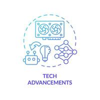 2D gradient tech advancements icon, isolated vector, AI engineer creative thin line illustration vector