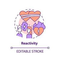 2D editable thin line icon reactivity concept, isolated vector, multicolor illustration representing codependent relationship. vector