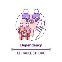 2D editable thin line icon dependency concept, isolated vector, multicolor illustration representing codependent relationship. vector