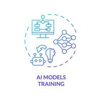 2D gradient AI models training icon, isolated vector, AI engineer creative thin line illustration vector