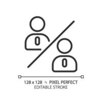 2D pixel perfect customizable black people comparison icon, isolated vector, thin line illustration representing comparisons. vector