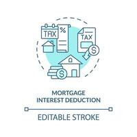 hipoteca interesar deducción suave azul concepto icono. especial financiero beneficio para contribuyente. impuesto alivio. redondo forma línea ilustración. resumen idea. gráfico diseño. fácil a utilizar en Blog enviar vector