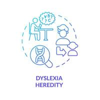 2D gradient blue icon dyslexia heredity concept, simple isolated vector, dyslexia thin linear illustration vector