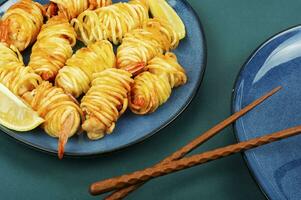 Prawn wrapped in potato, Vietnamese cuisine. photo