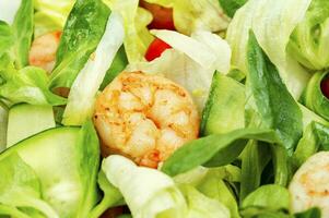 Fresh seafood shrimp salad, keto dish. photo