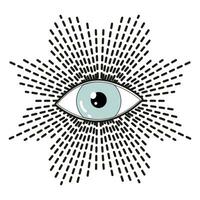 ojo de providencia. masónico símbolo. sagrado geometría, religión, espiritualidad, ocultismo. todas viendo ojo dentro triángulo pirámide. vector ilustración.